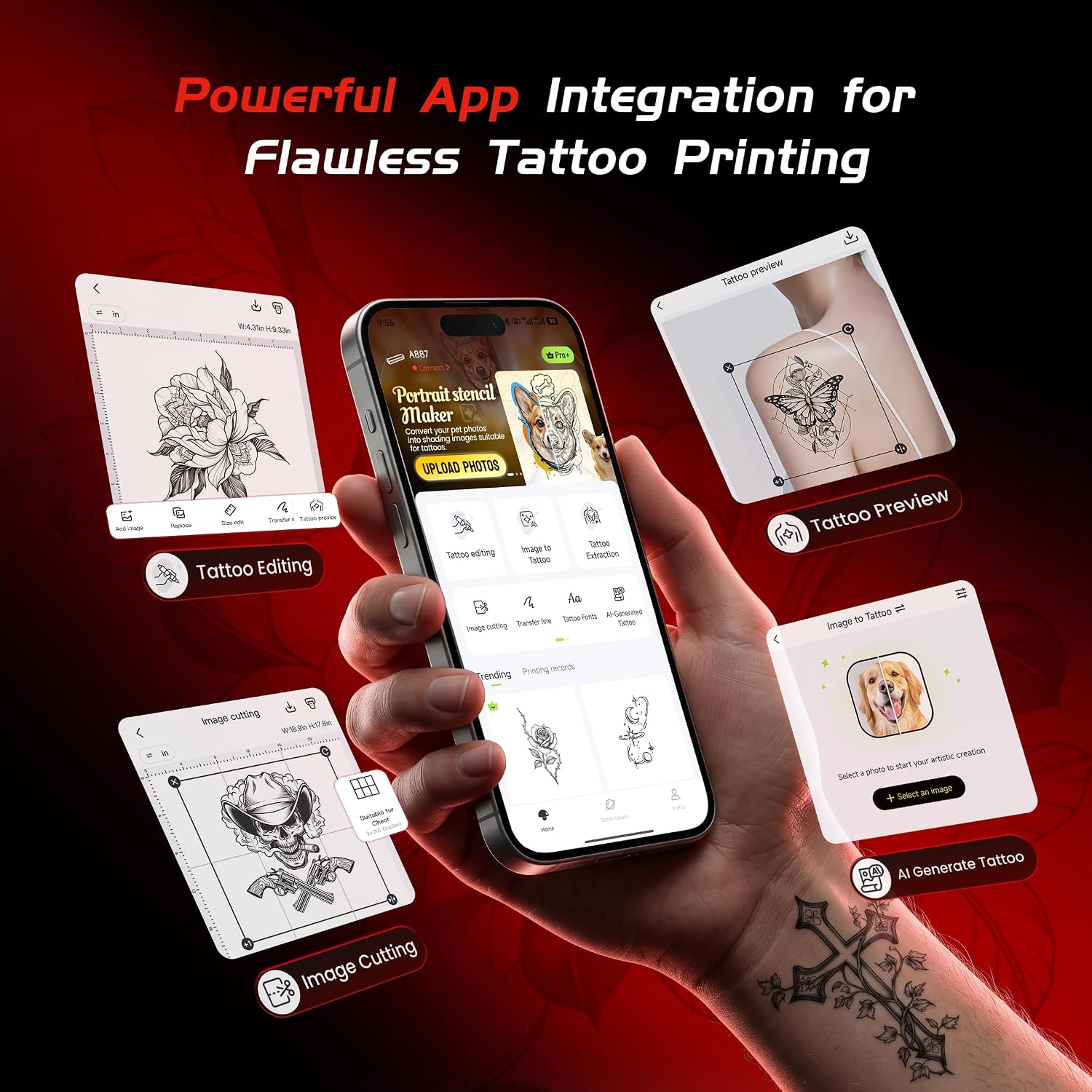 Thumbnail 4 de TATTMUSE Tattoo Printer with 100 Pcs Tattoo Disposables (A887) – Portable Stencil Printer for Artists & Beginners