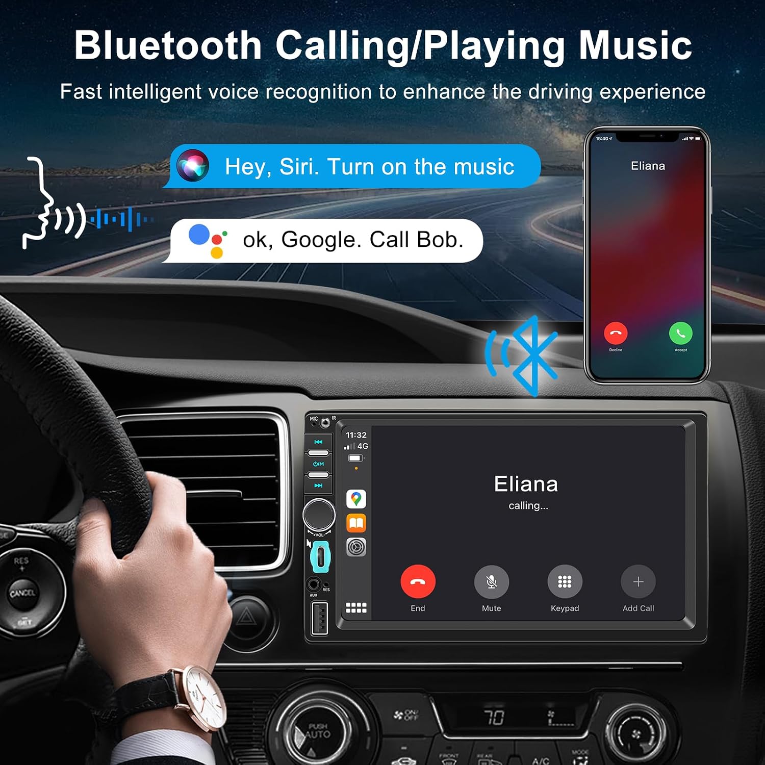 Thumbnail 3 de Autoradio 1 DIN con Schermo 7” e CarPlay/Android Auto Wireless, 4G Bluetooth, Telecamera Posteriore e Mirror Link