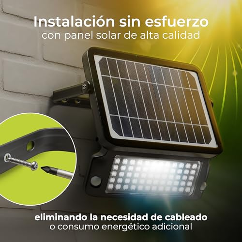 Detalle de Luceco Foco LED Solar Exterior con Sensor PIR LEXSF11B40 (Negro) – 10W, 1080lm, 4000K, IP65