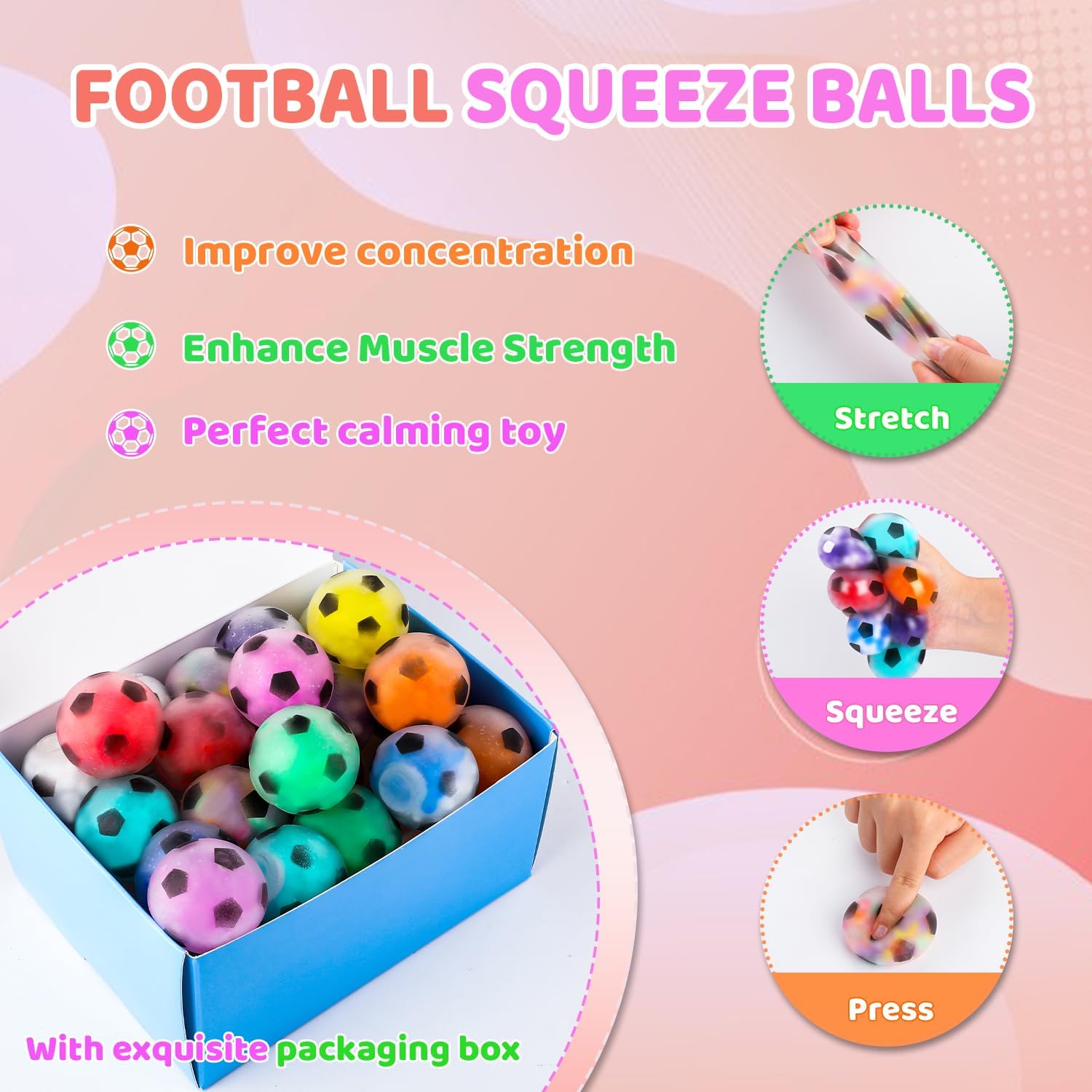 Thumbnail 4 de VESPRO 24Pack Football Stress Balls for Adults — Squishy Fidget Toys for Anxiety Relief
