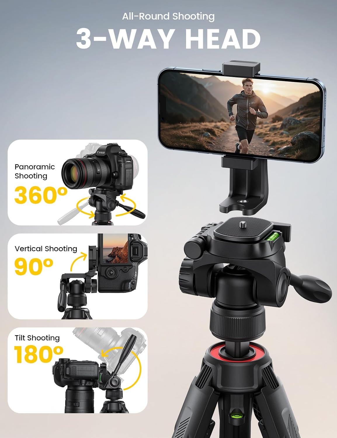 Thumbnail 3 de Lamicall 67inch Camera Tripod 170cm, 8kg load