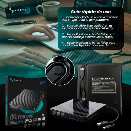 Thumbnail 5 de VOLTE Lector CD/DVD Externo USB 3.0 para PC y portátil