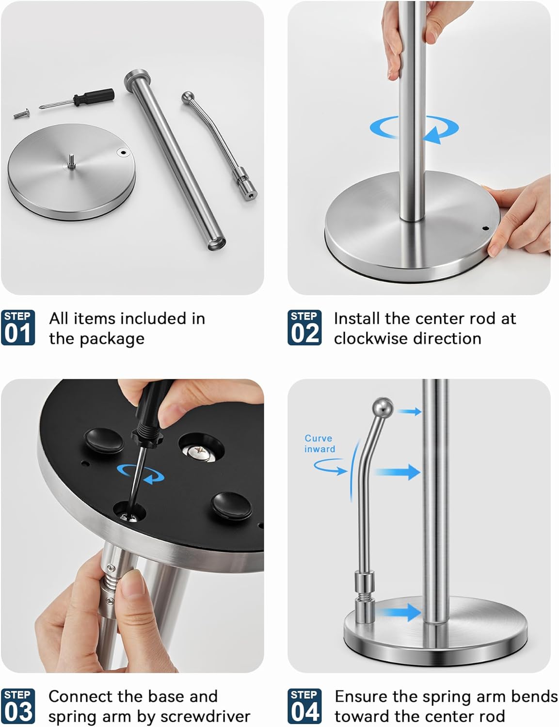 Thumbnail 6 de SMARTAKE Stainless Steel Paper Towel Holder with Weighted Base and Non-Slip Suction