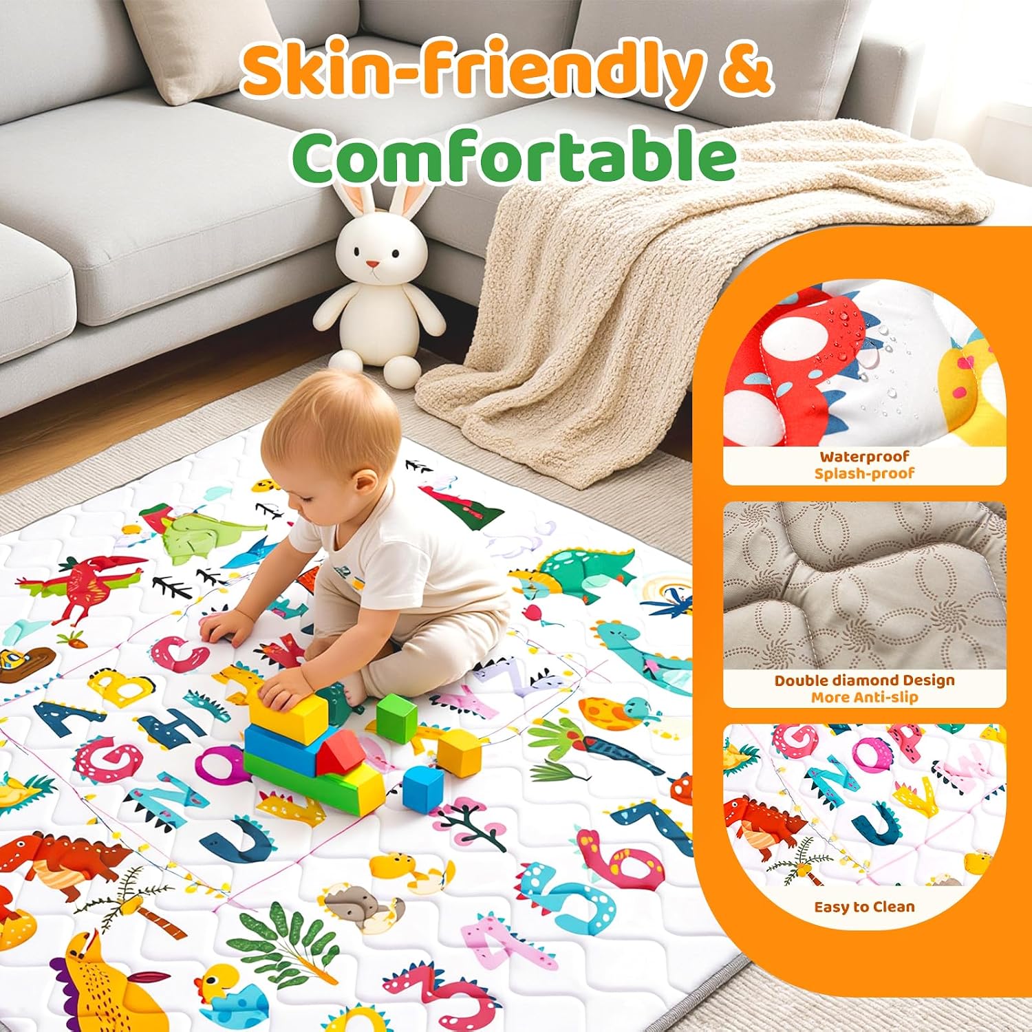 Detalle de TreeBud Baby Play Mat, 71 x 59-Inch Foldable Soft Foam Mat