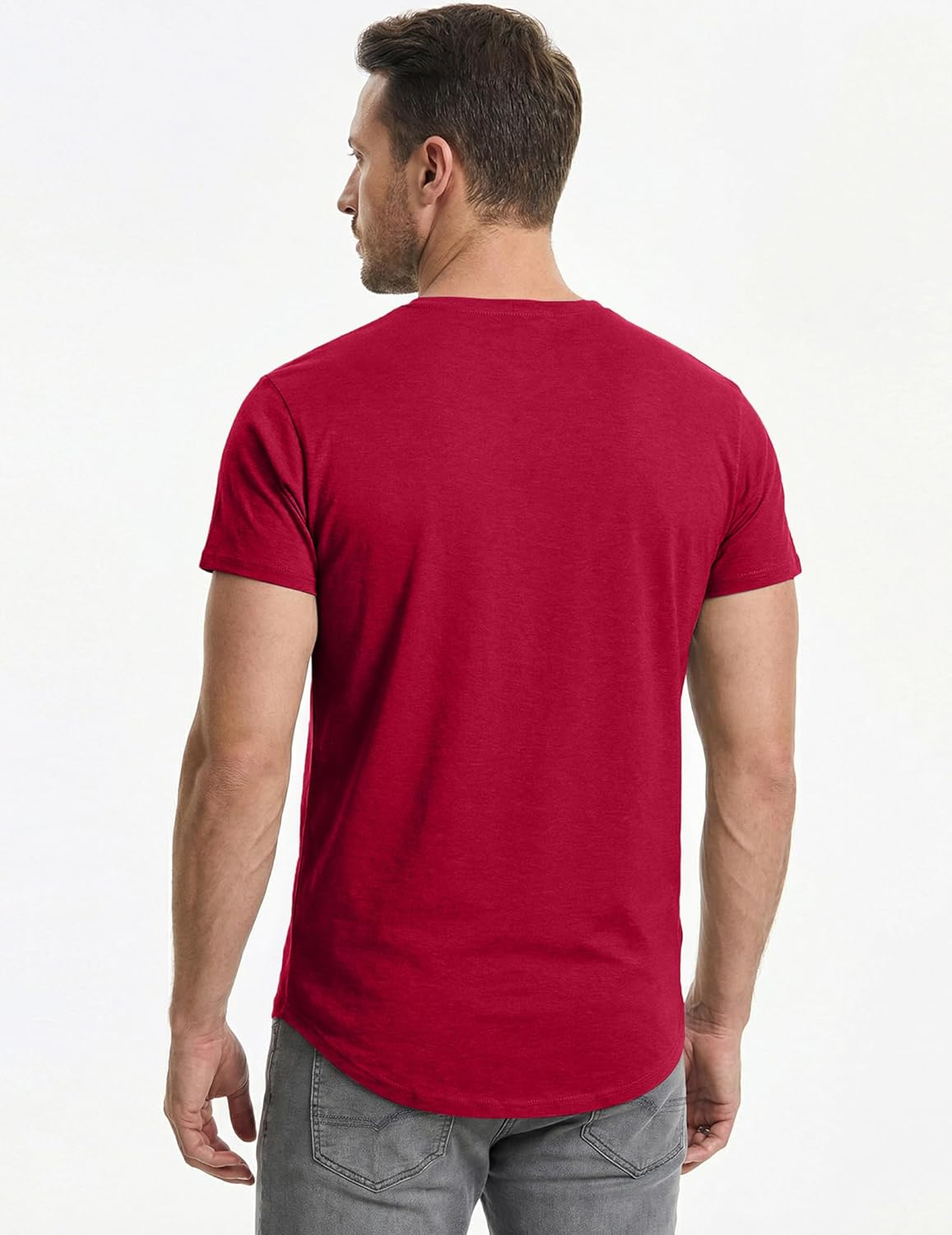 Thumbnail 3 de JMIERR Men's 3 Pack Cotton Hipster Longline Crewneck T-Shirts