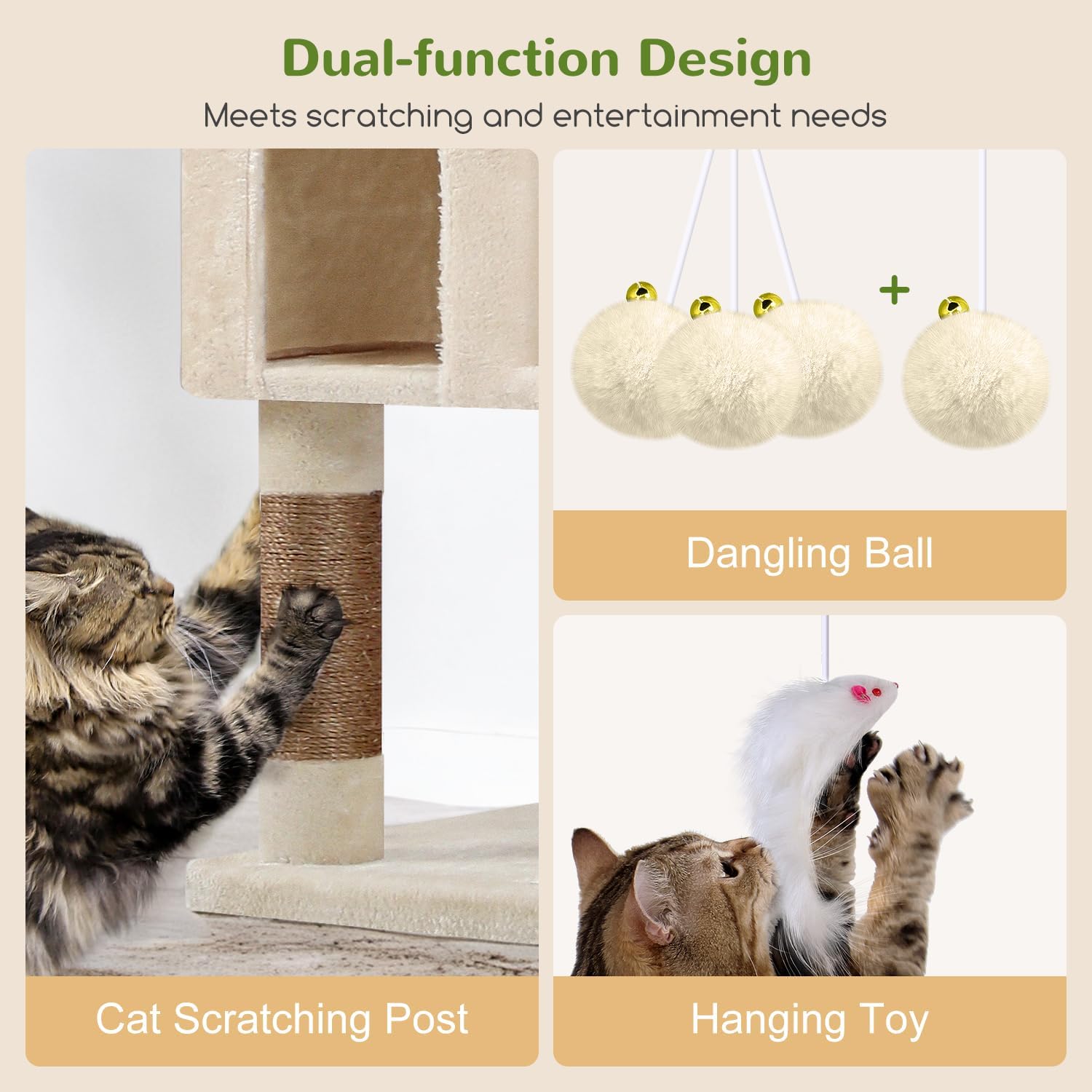 Detalle de Globlazer F82 82-inch Cat Tree with Sisal Posts, Condos and Perches