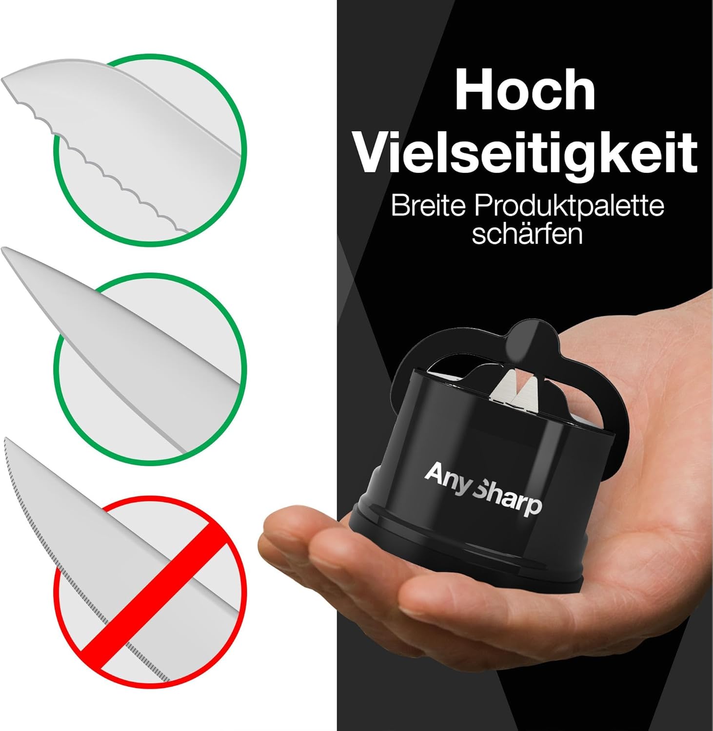Thumbnail 4 de AnySharp Classic Messerschärfer & Messerschleifer mit PowerGrip Saugnapf – freihändiges Schärfsystem