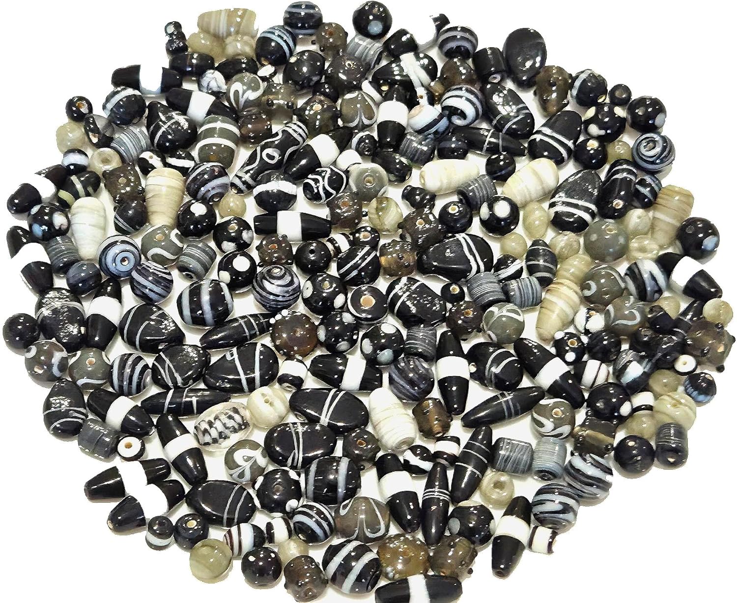 Thumbnail 3 de Perlin Lampwork Glasperlen Fancy Mix zum Auffädeln (500 g, schwarz) – verschiedene Formen, 6–20 mm