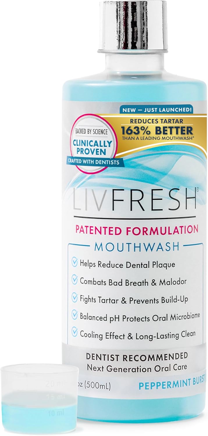 LIVFRESH Mouthwash, Clinically Proven Peppermint Burst (16.9 fl oz)