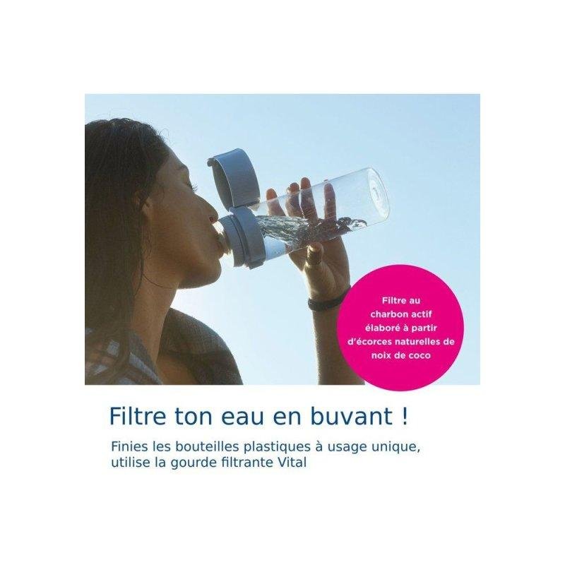 Detalle 2 de Brita Fill&Go 0,6 L Azul Pastel con 2 Microdiscs: botella filtrante para hidratar con sabor natural