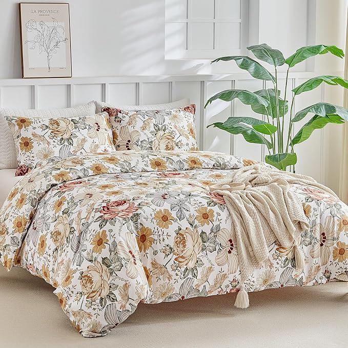 Detalle de Lekesky Funda Nórdica 220x240cm Florales Microfibra