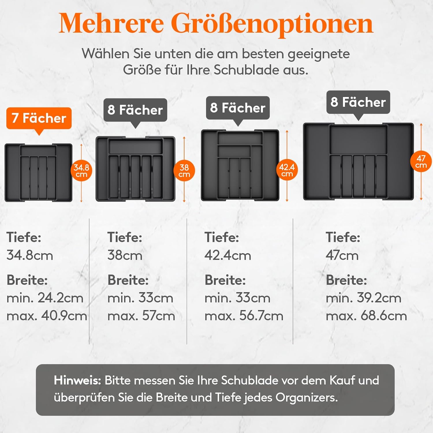 Detalle 2 de Lifewit Besteckkasten verstellbar 41 cm 🍽