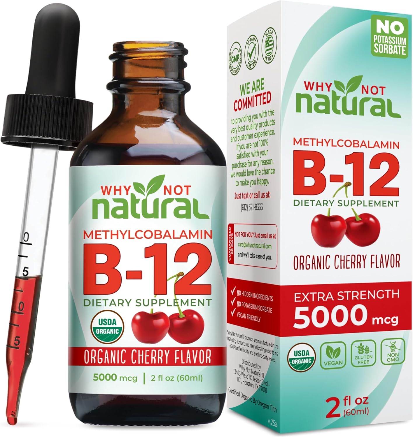 Detalle de Why Not Natural B12102 Liquid Vitamin B12 Drops, 5,000 mcg Methylcobalamin