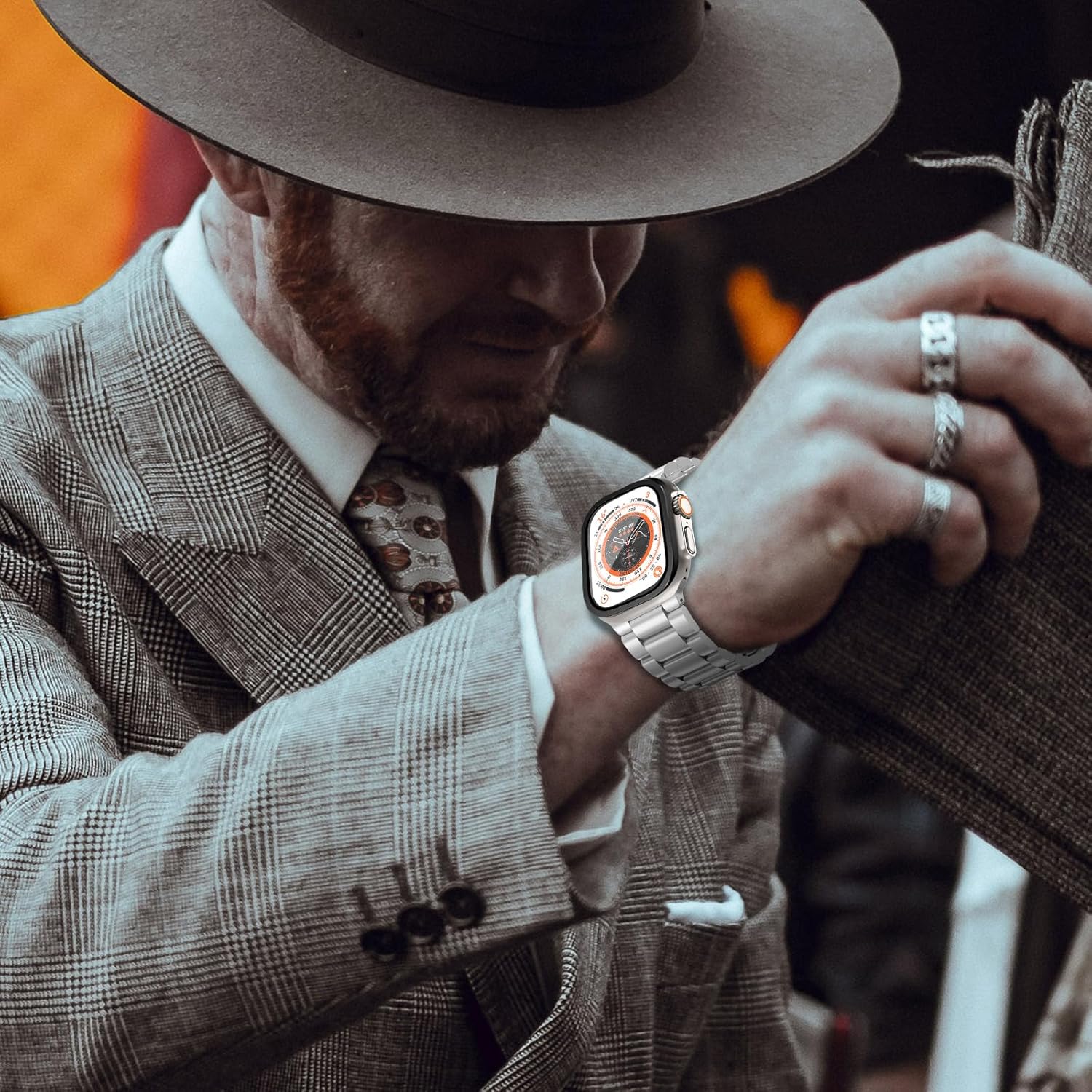 Thumbnail 5 de Songsier Protectores de Pantalla para Apple Watch Ultra 49 mm con vidrio templado 9H y marco de aleación de titanio
