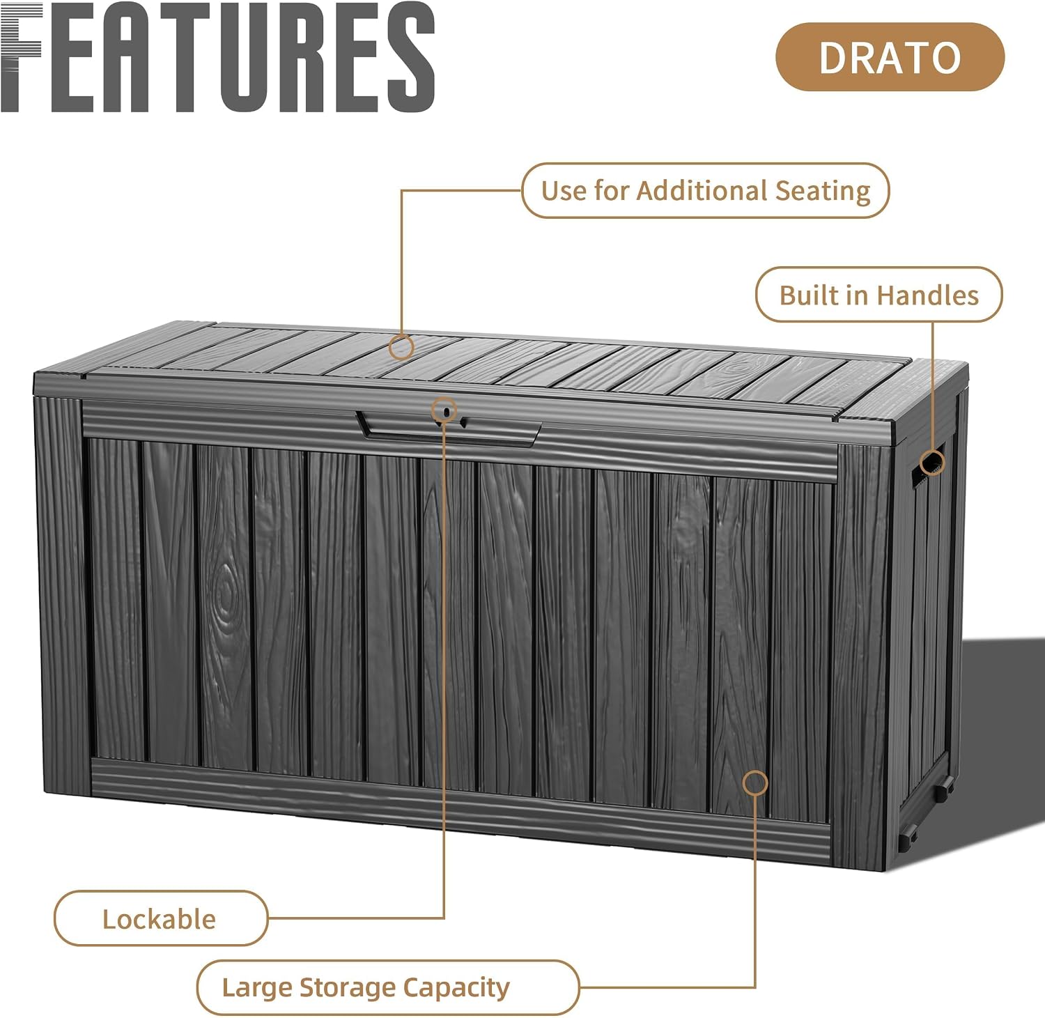 Detalle de DRATO Outdoor Deck Box 165 Gallon
