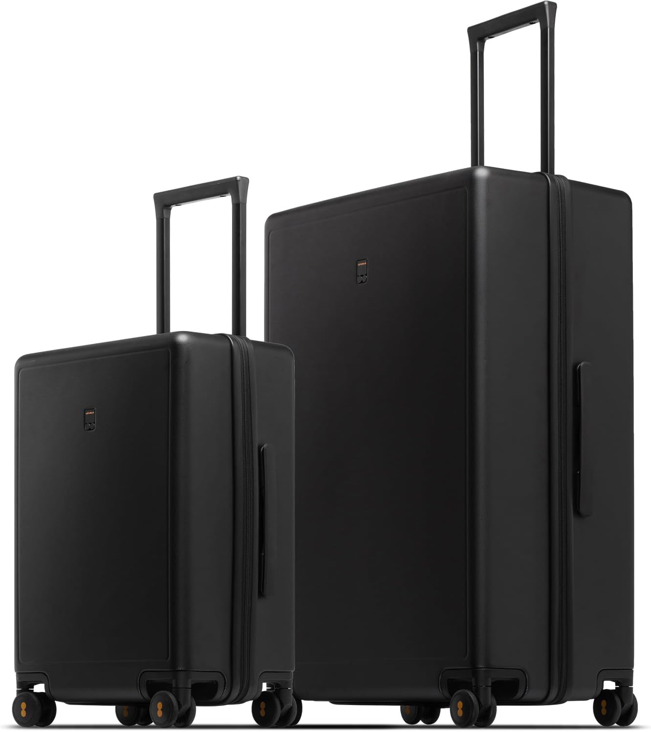 Detalle de LEVEL8 Suitcase Set of 2 Carry-On Trolley Cases with 8 Spinner Wheels and TSA-Approved Locks (Black, Micro-Diamond Textured)