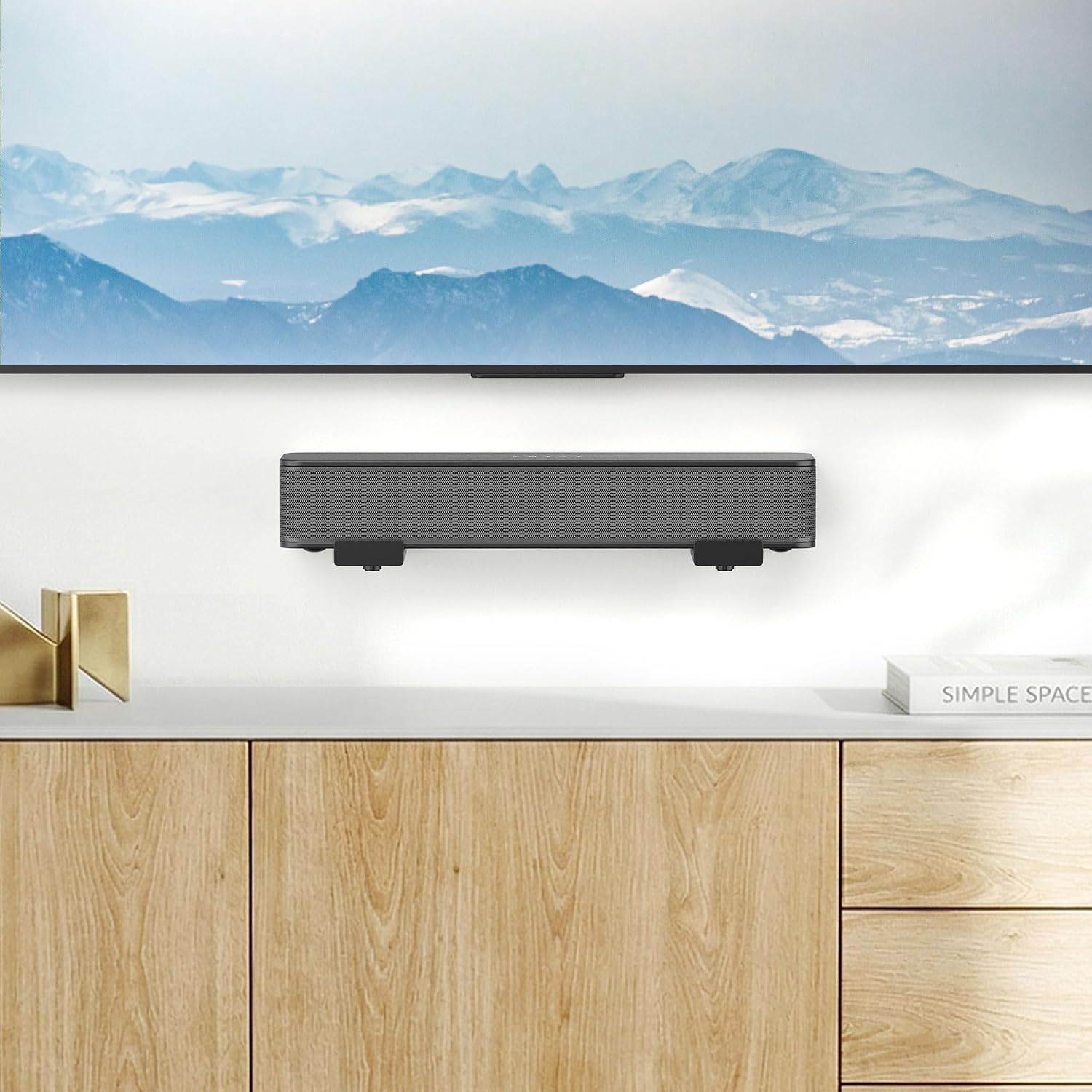 Detalle de PlusAcc Soundbar Wall Mount – Adjustable, Universal Fit for Most Soundbars