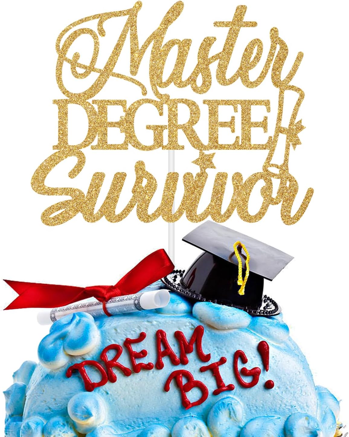Detalle de Jenrtvis Master Degree Survivor Cake Topper, Gold Glitter Class of 2026