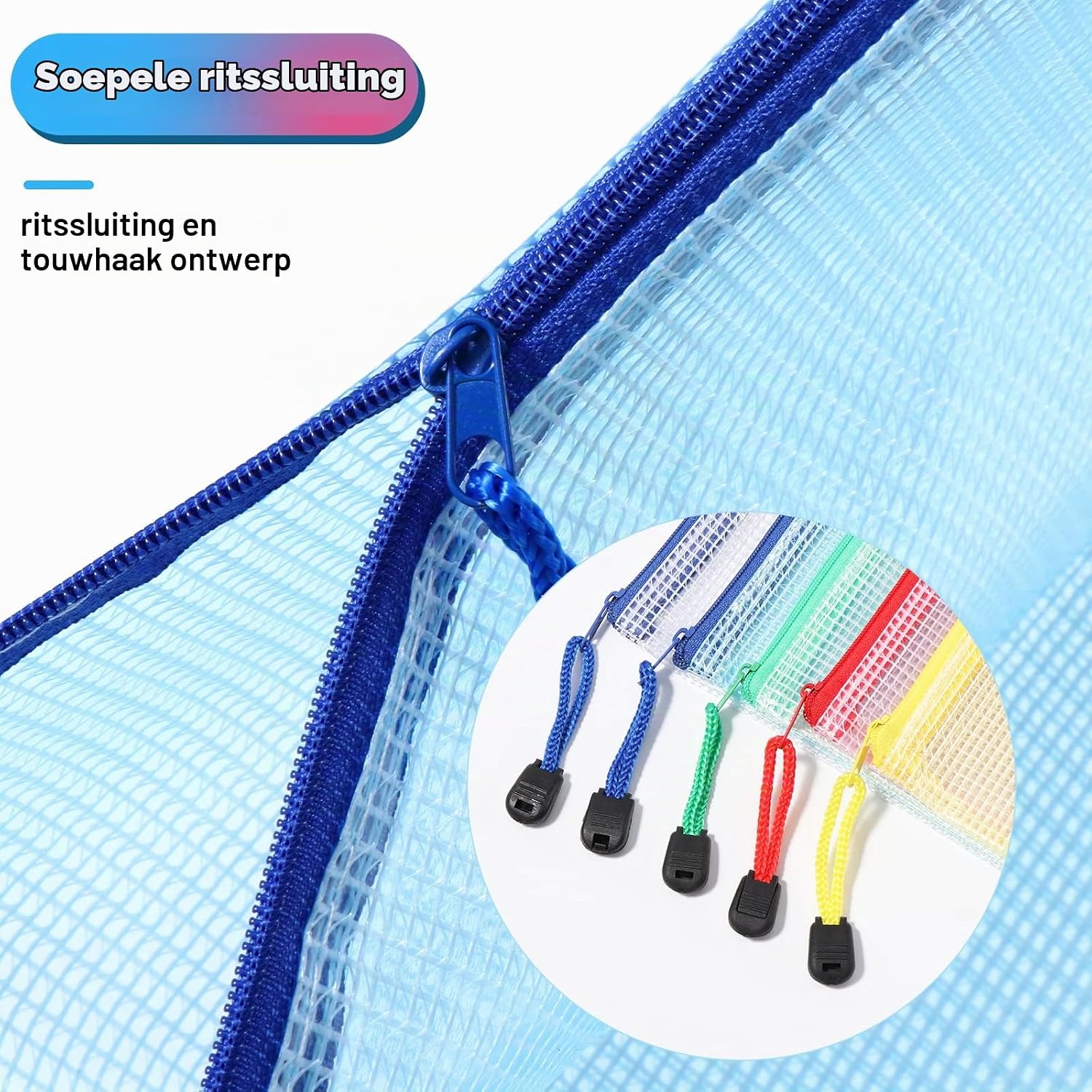 Detalle de Oderra Pochette plastique a5 A5-opbergtassen met rits, 15 stuks in 5 kleuren