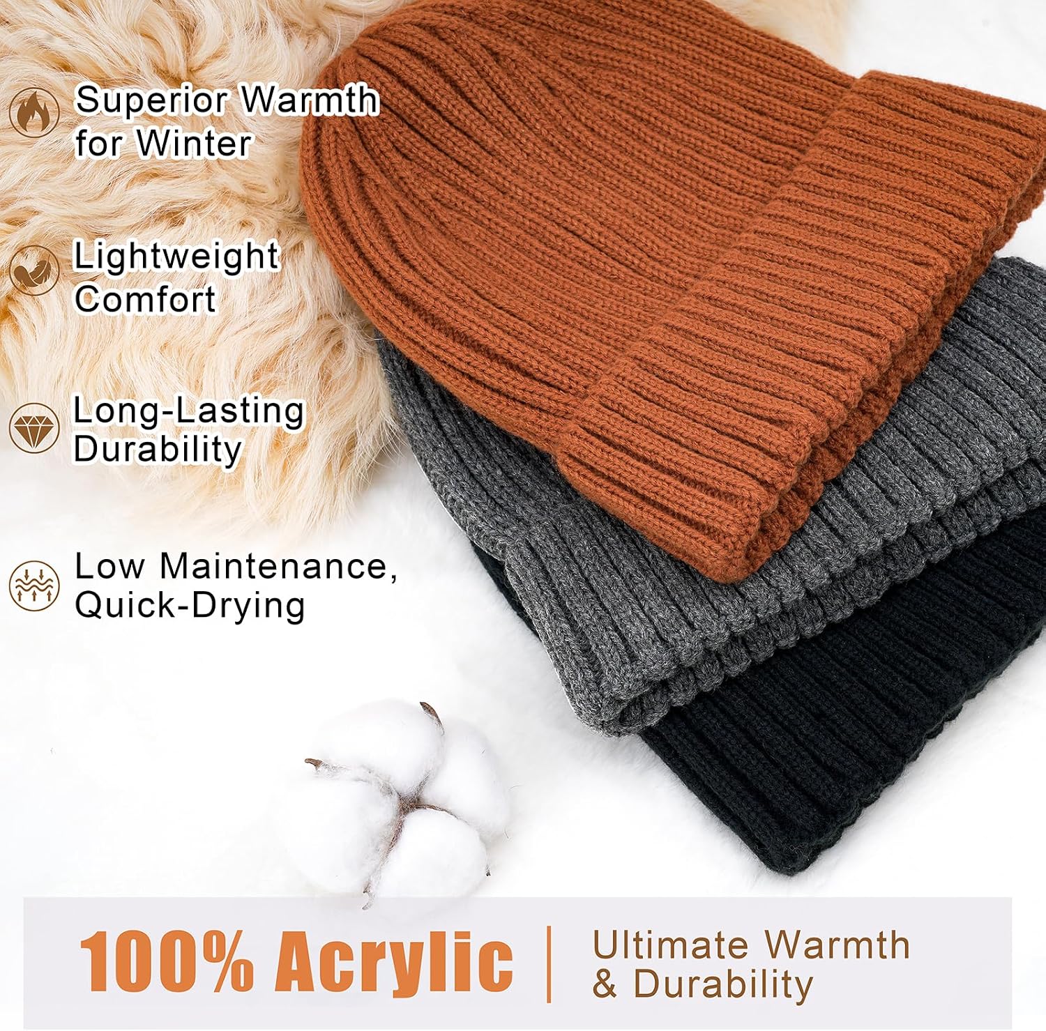 Thumbnail 3 de DRESHOW Satin Lined Beanie Hats for Women and Men – Winter Knit with Silky Lining