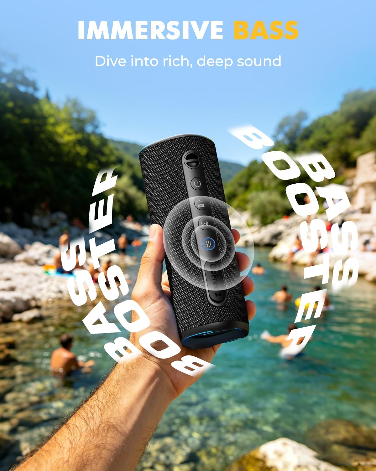 Detalle de StageSound Outdoor Bluetooth Lautsprecher „GoFree 2“ mit 40 W Peak, IP67, RGB & TWS Stereo