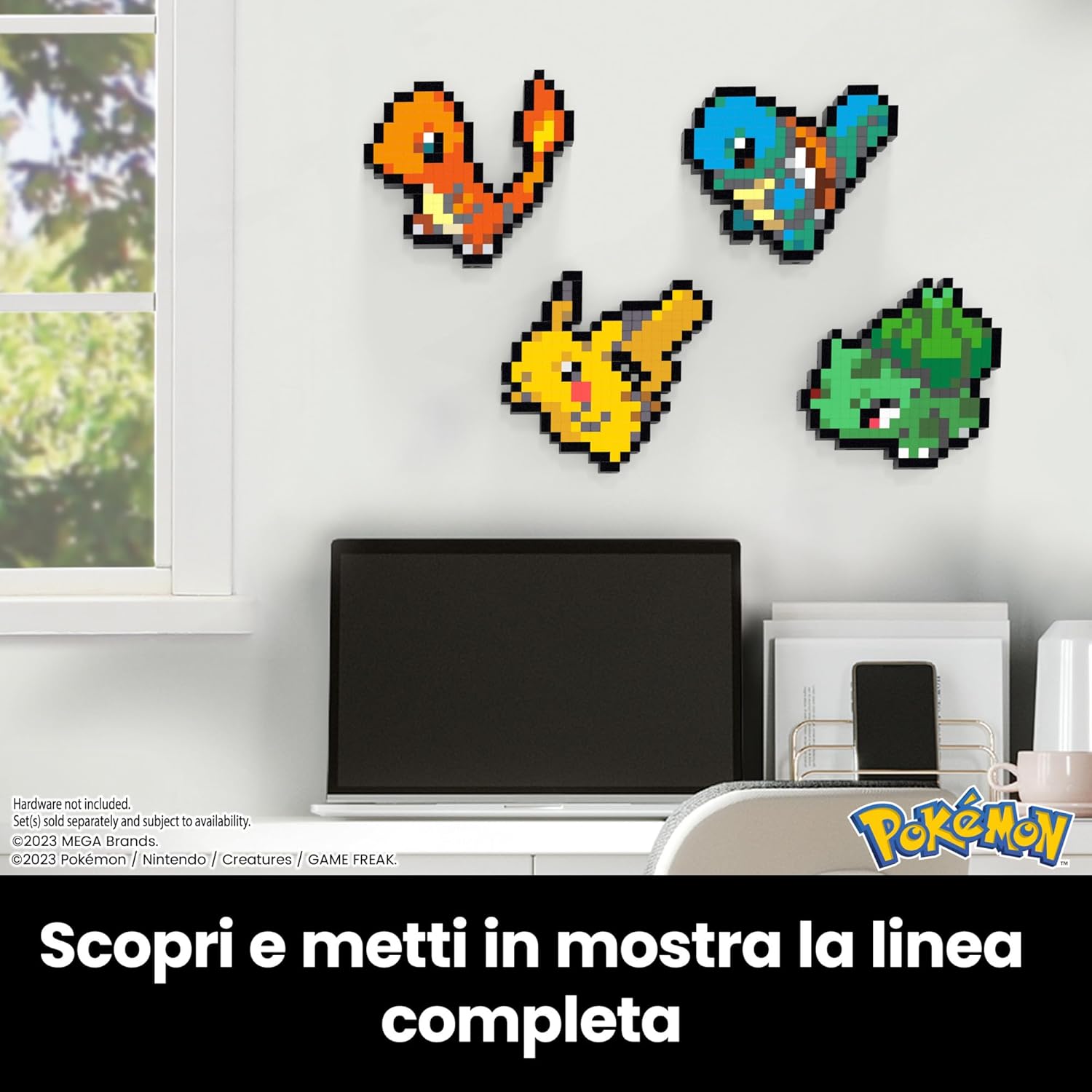 Thumbnail 5 de MEGA Pokémon Showcase – Charmander pixel art retrò da costruire (349 pezzi, base per esposizione) HTH76