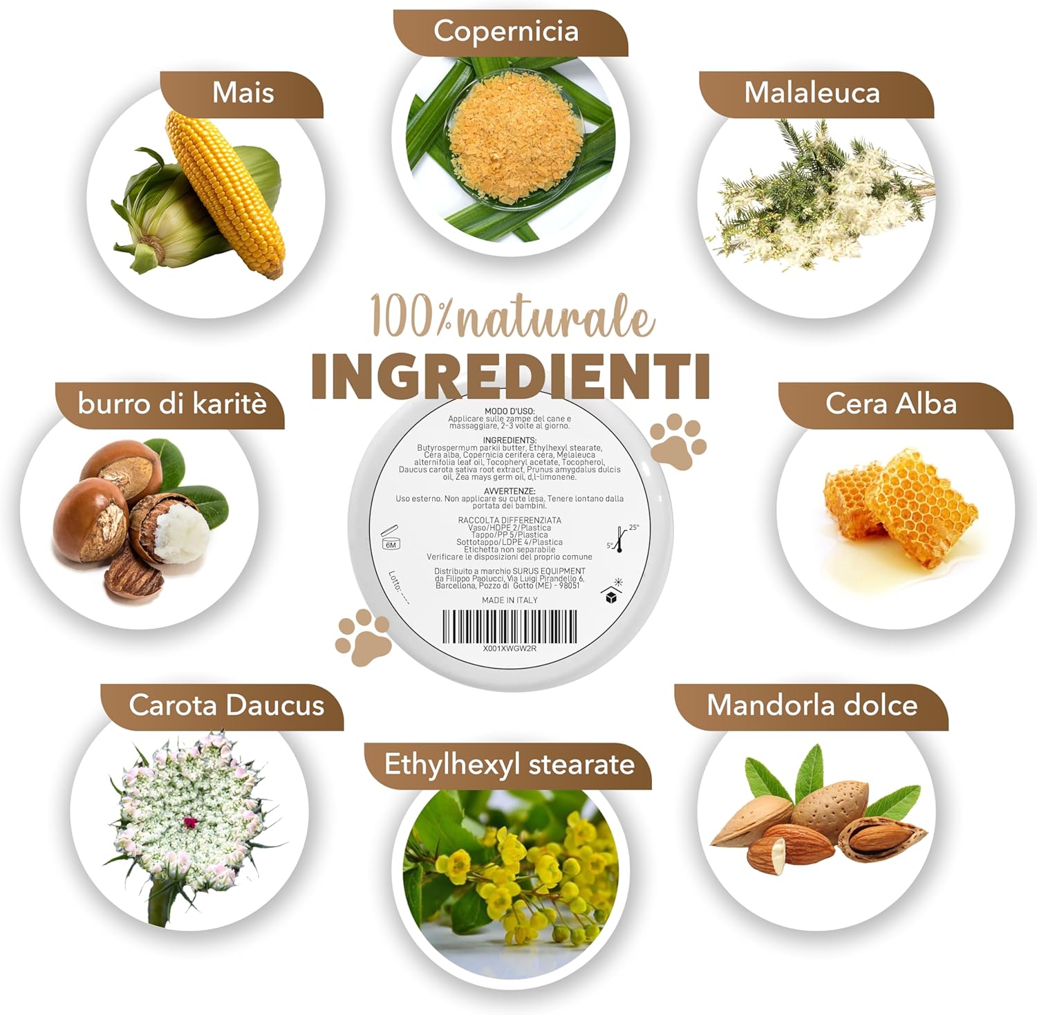 Detalle de SURUS EQUIPMENT Crema Polpastrelli Cane Naturale 100 ml – Protezione Idratante con Vitamina E, Burro di Karité e Cera d'Api