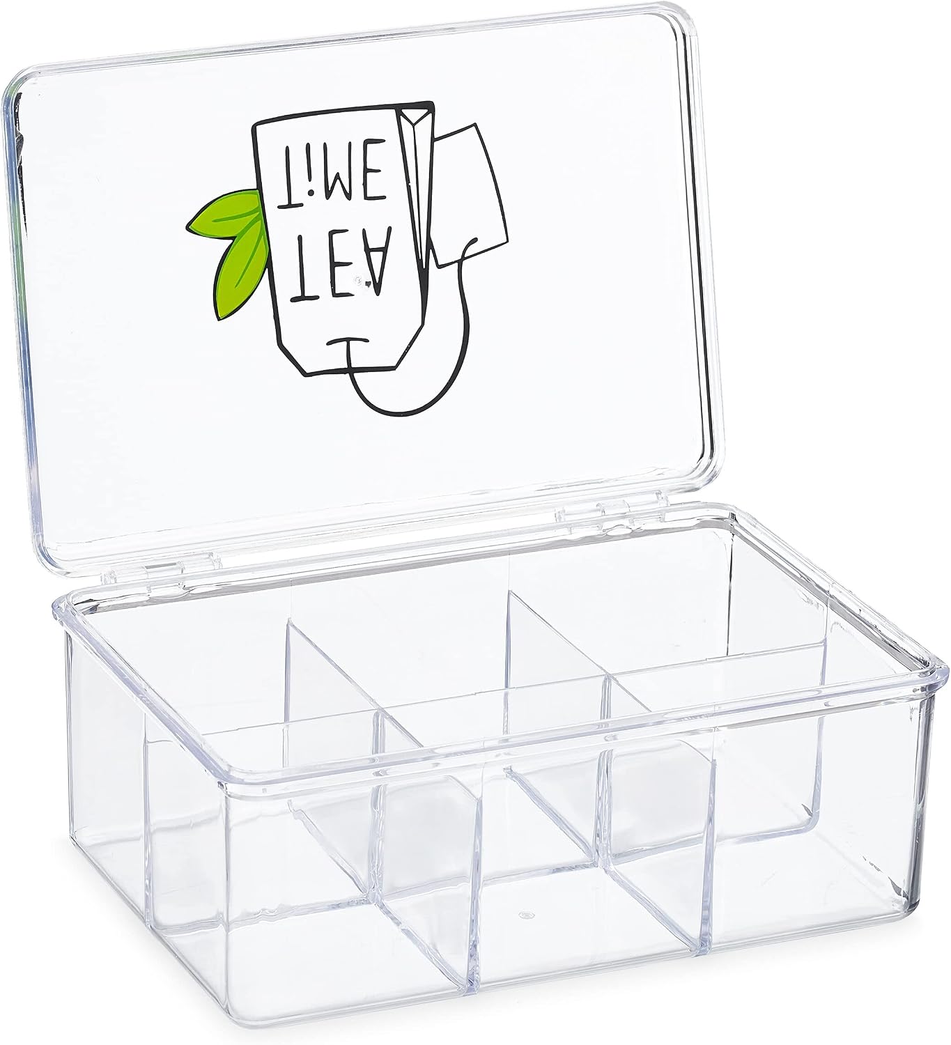 Thumbnail 5 de Relaxdays Tea Box, 6-Compartment Plastic Tea Bag Organiser with Hinged Lid