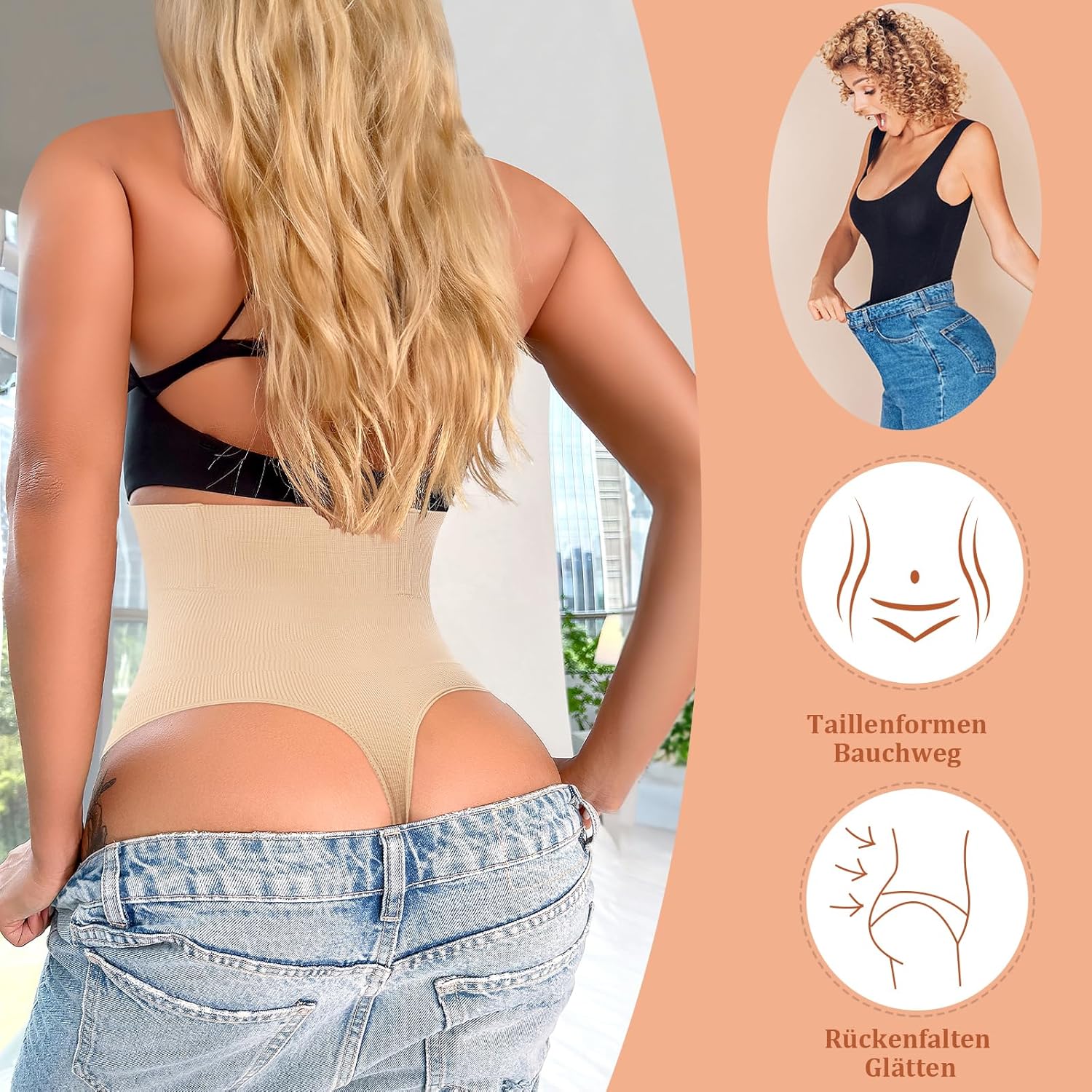 Thumbnail 3 de YARRCO Damen Bauchweg Unterhose (String/Tanga) als Shapewear – nahtlos & figurformend