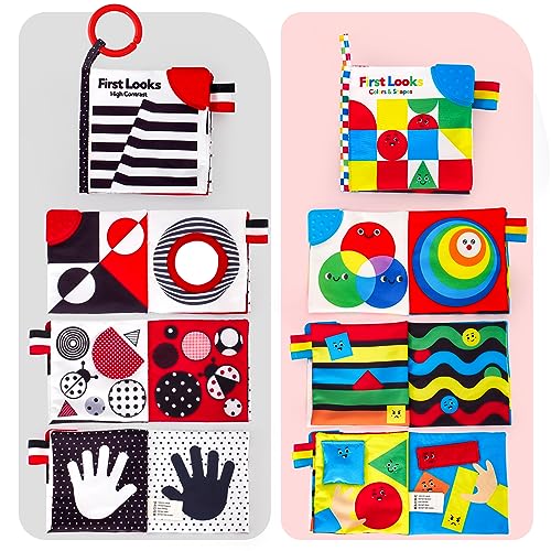 Detalle de hahaland Libros Bebe 0–12 Meses, 2 Unidades de Libros de Tela Sensoriales