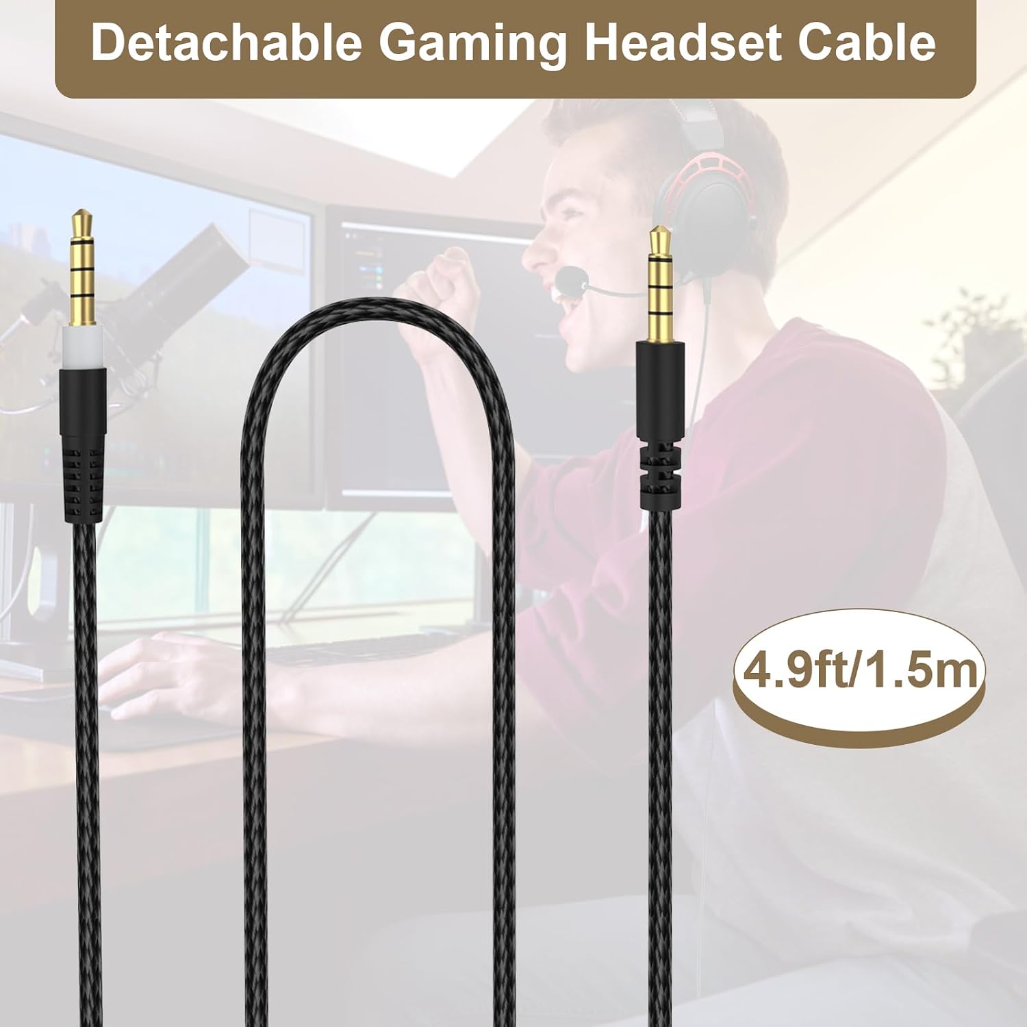 Thumbnail 5 de Toeasor 5ft gaming headset cable 3.5mm