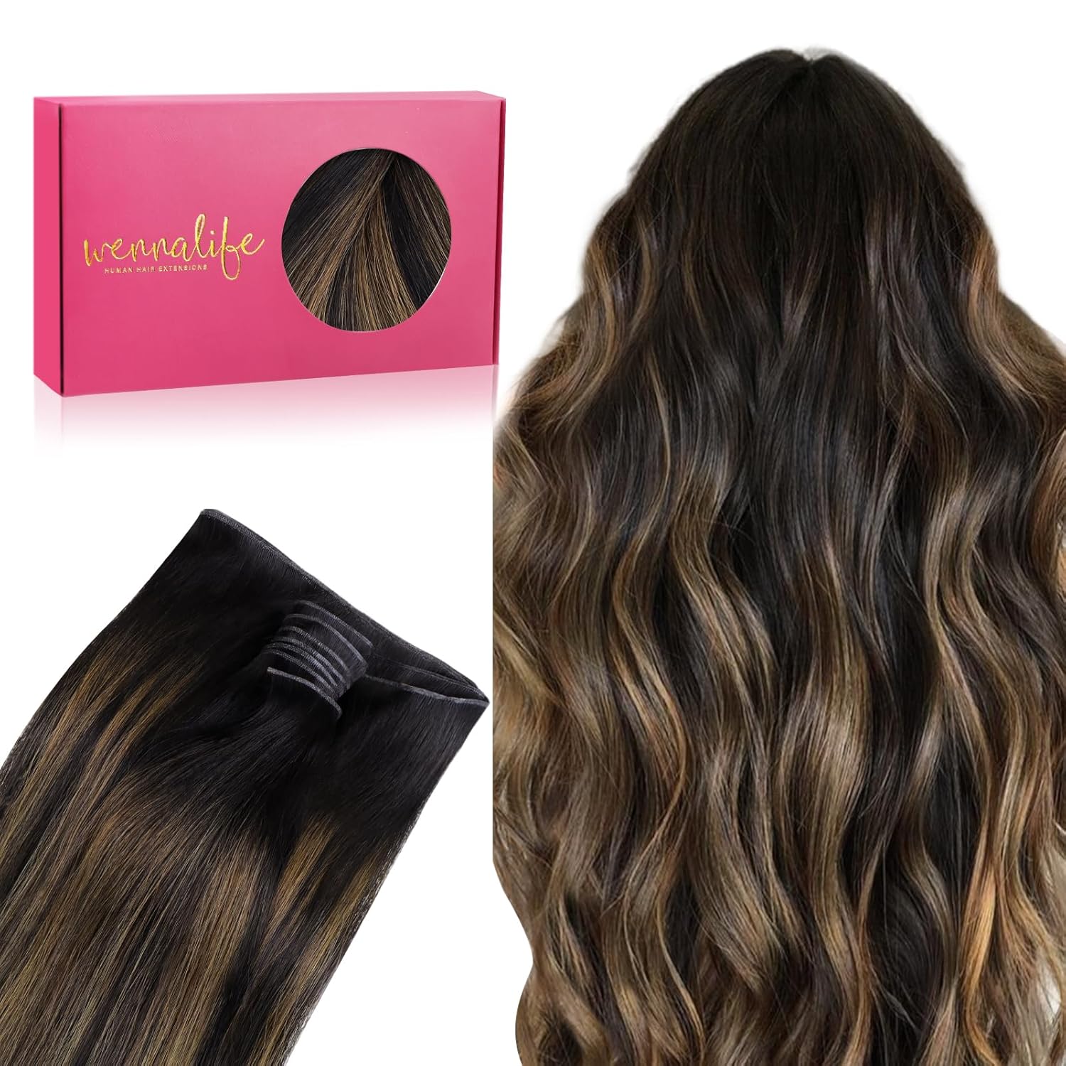 Thumbnail 6 de WENNALIFE Sew In Hair Extensions, 22 Inch 110g – Strawberry Blonde Machine Weft