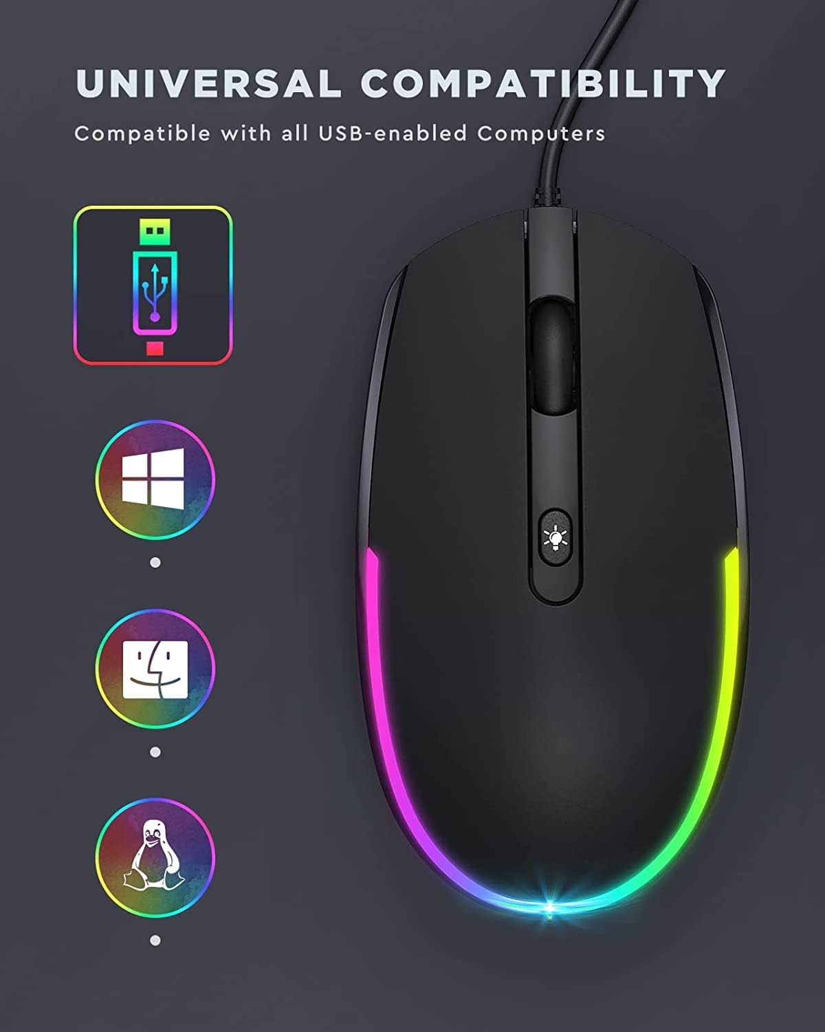 Detalle 2 de Seenda Wired Mouse with 1600 DPI