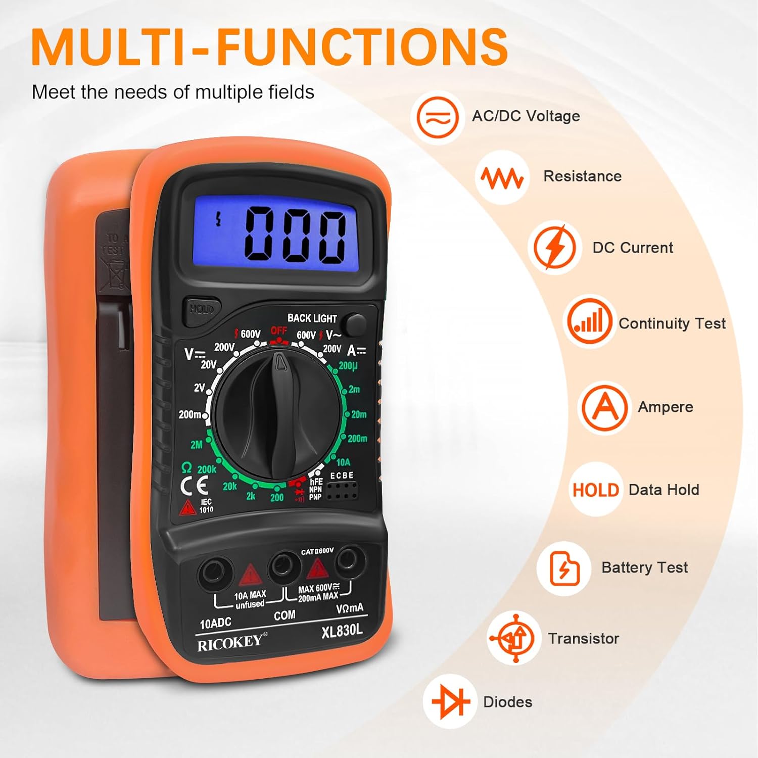 Detalle 2 de Digital Multimeter Voltmeter 2.7in LCD