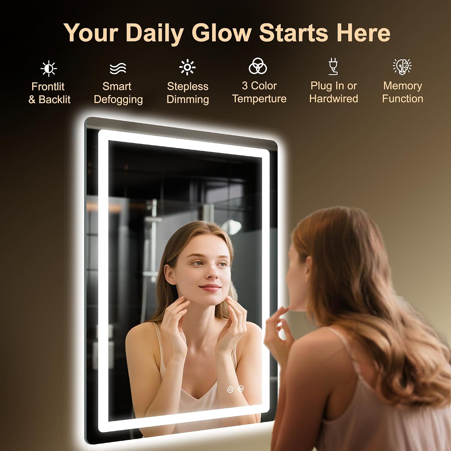 Detalle de LAWADA LED Bathroom Mirror, 24 x 36 inches