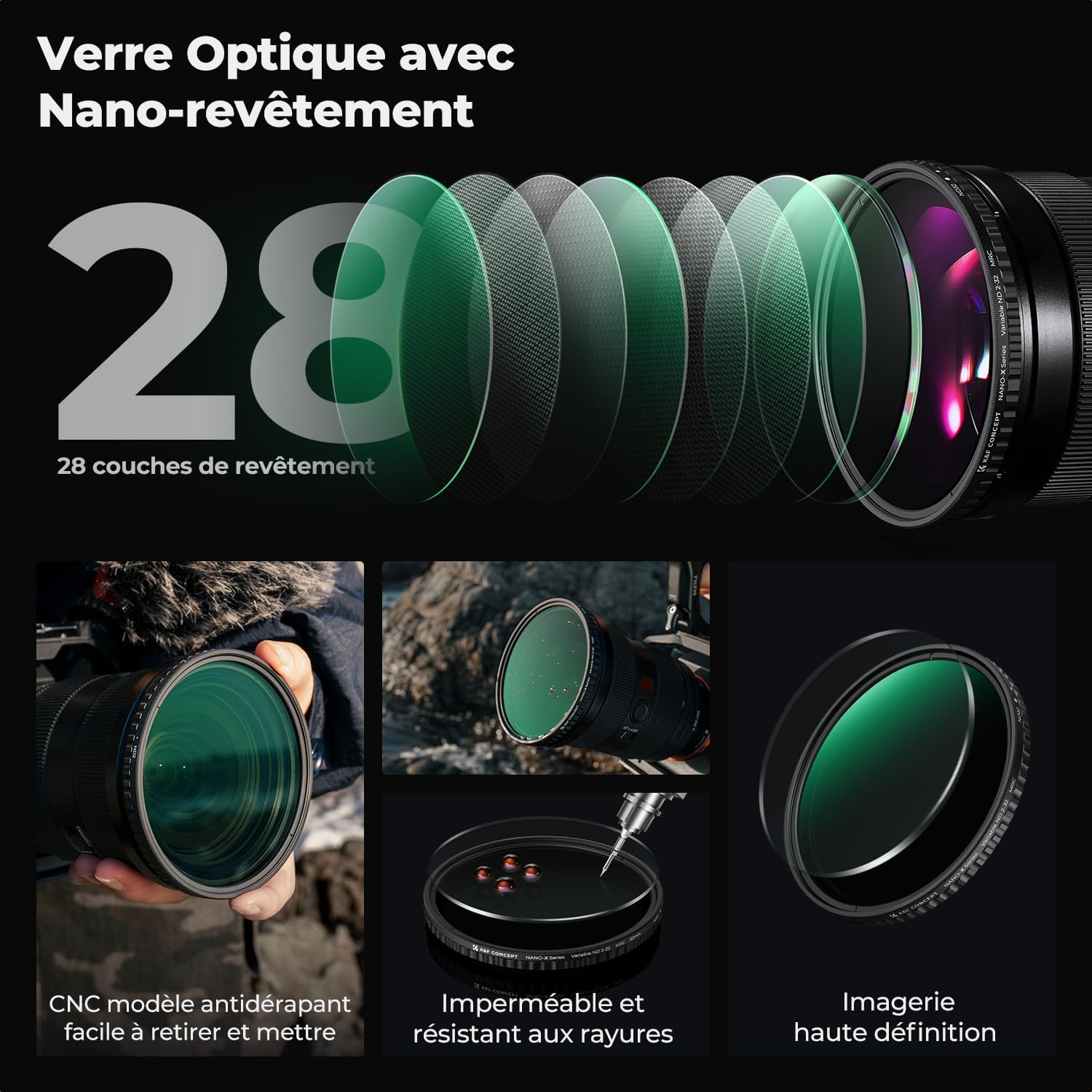 Thumbnail 5 de K&F Concept Filtre ND variable 52mm 1–5 stops