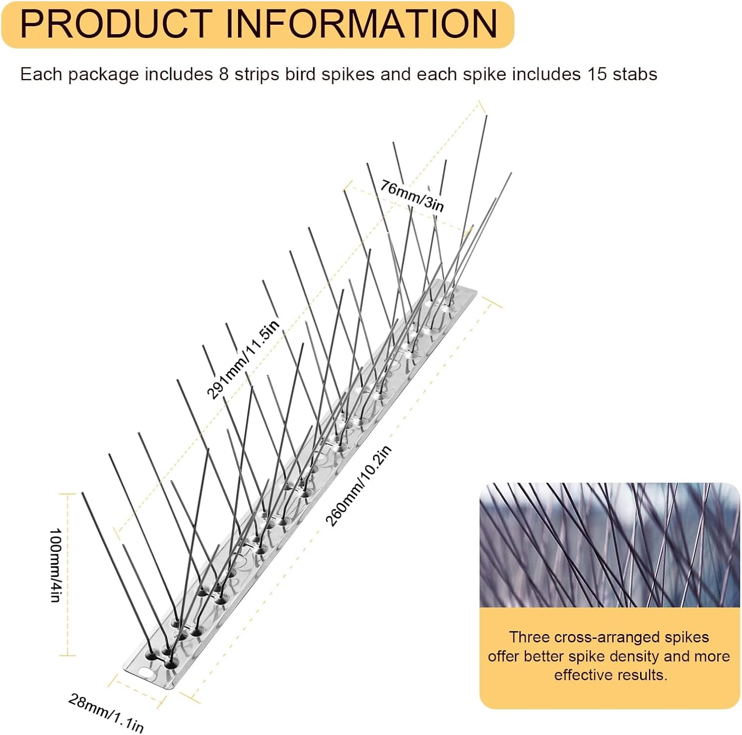 Thumbnail 3 de OFFO Bird Spikes 15 year coverage