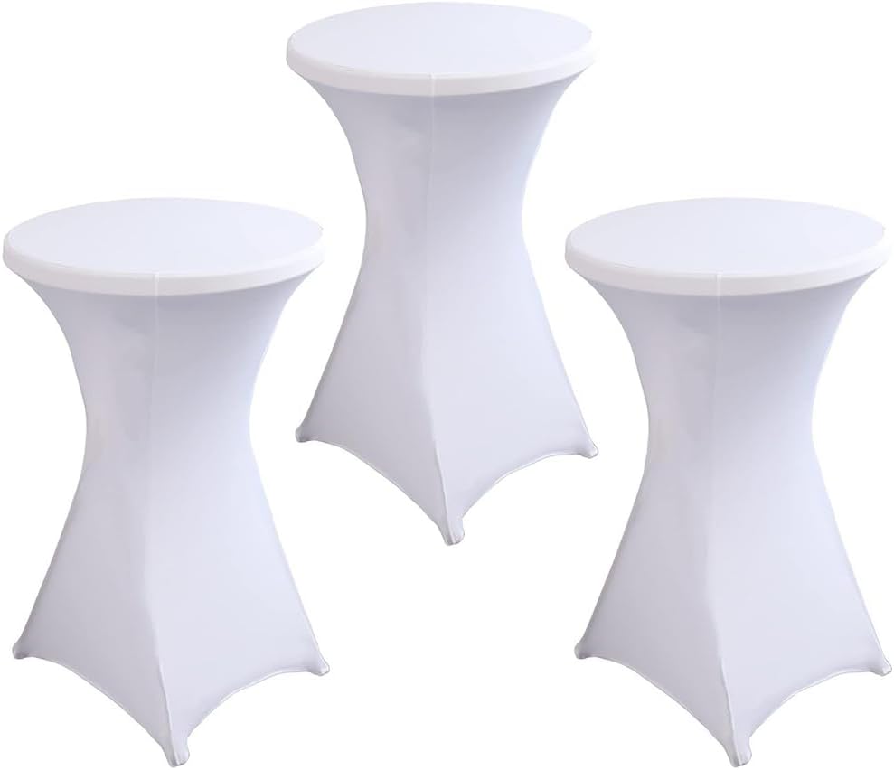 Stretch Stehtisch Husse 3er Set Weiß