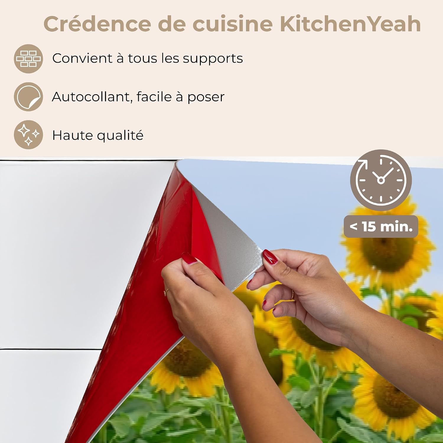 Thumbnail 5 de KitchenYeah zelfklevende spatwand 60 x 350 cm, hard plastic met zonnebloemen