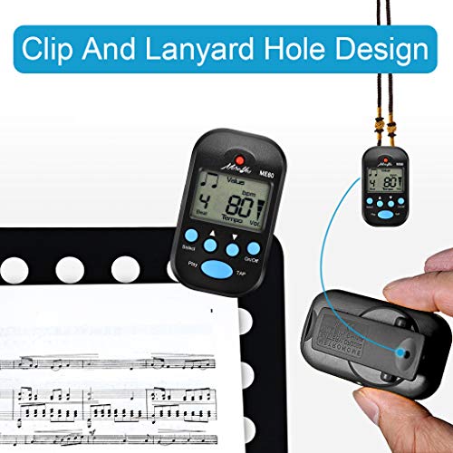Detalle de MOREYES Mini métronome numérique avec haut-parleur multifonction – compact et pratique pour saxophone, piano, guitare, violon, flûte et tambour
