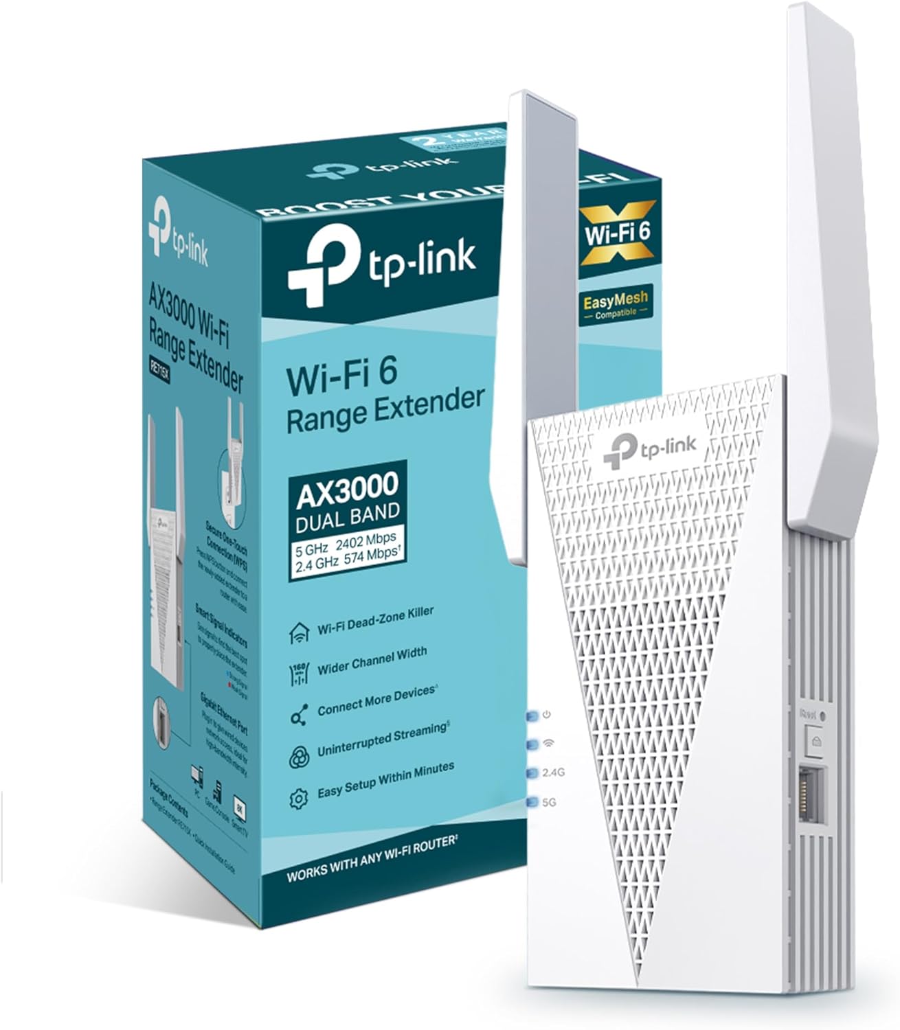 Detalle de TP-Link RE715X WiFi 6 AX3000 Range Extender with EasyMesh and UK Plug