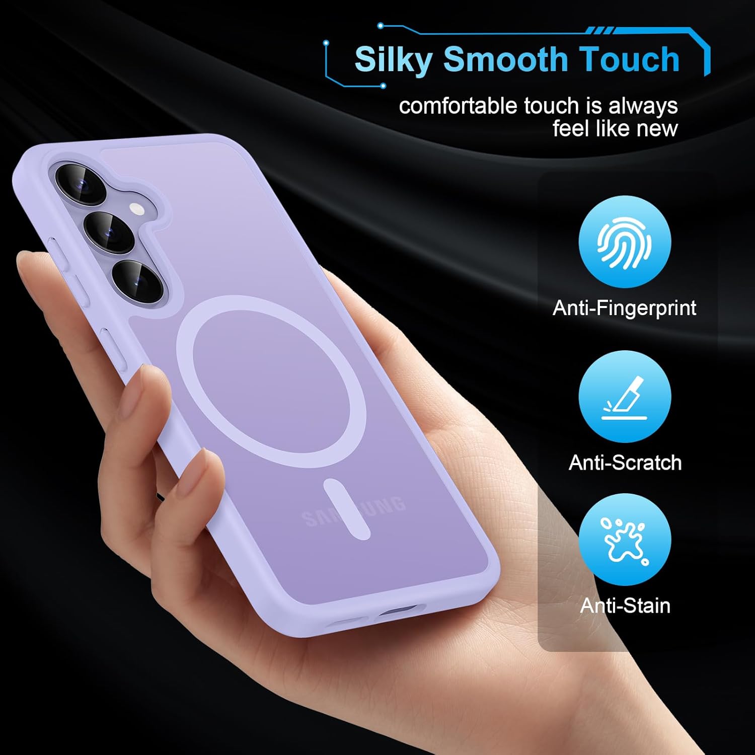 Thumbnail 4 de TQIAHF Magnetic Case with Tempered Glass for Samsung Galaxy S25 5G / S24 5G (Purple)