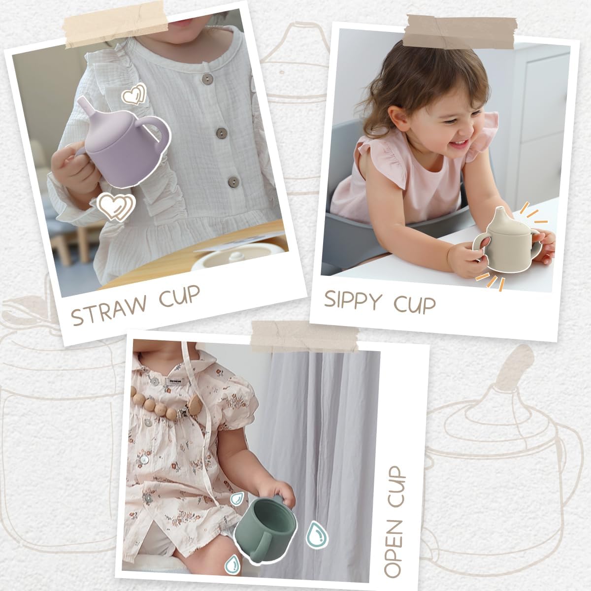 Thumbnail 4 de Moonkie Silicone Baby Sippy Cup 6+ Months – 120ml, 2 Straws, 3-Stage Transition, BPA Free & Dishwasher Safe
