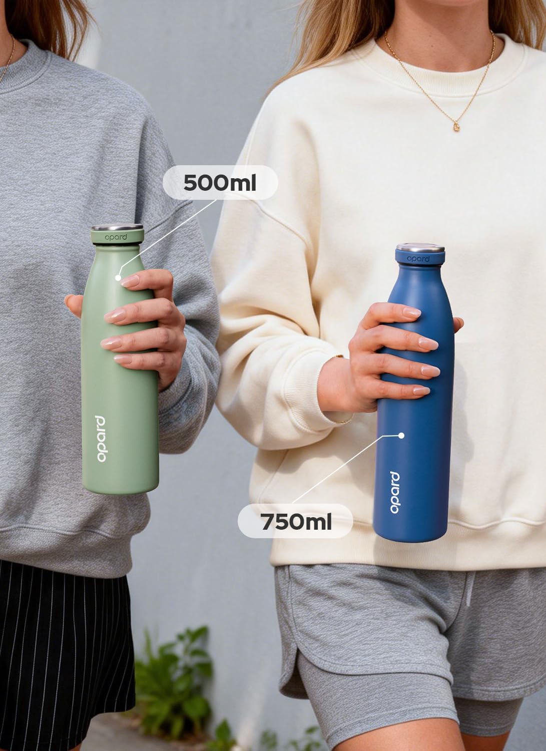 Detalle de Opard insulated stainless steel water bottle (Midnight Black) – 500ml with leakproof screw lid