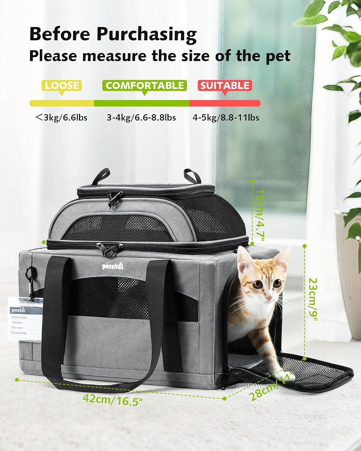 Detalle de Pecute Cat Carrier 6 cm compact grey