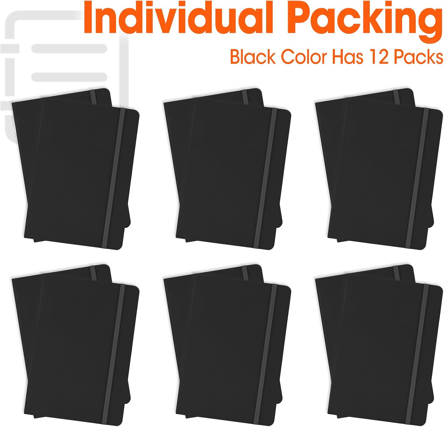 Thumbnail 6 de BGUP 12-Pack A5 Hardcover Notebooks, 200 Pages, Black PU Leather