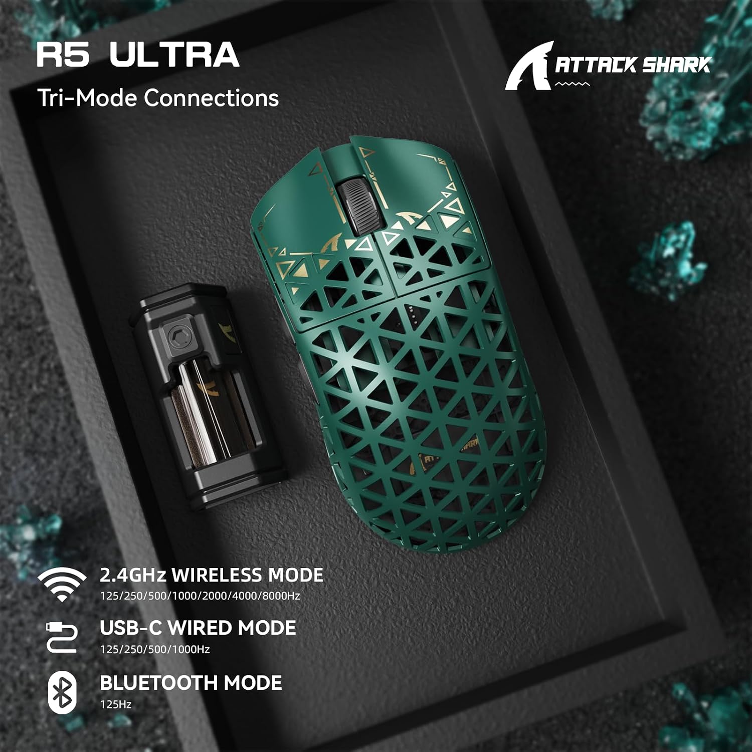 Detalle 2 de ATTACK SHARK R5 Gaming-Maus 39 g