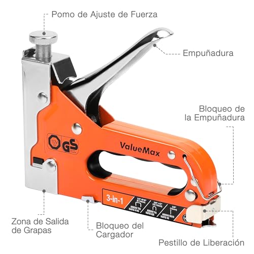 Thumbnail 7 de ValueMax Grapadora Manual 3 en 1 con 3000 Grapas: para tapicería, bricolaje y fijaciones