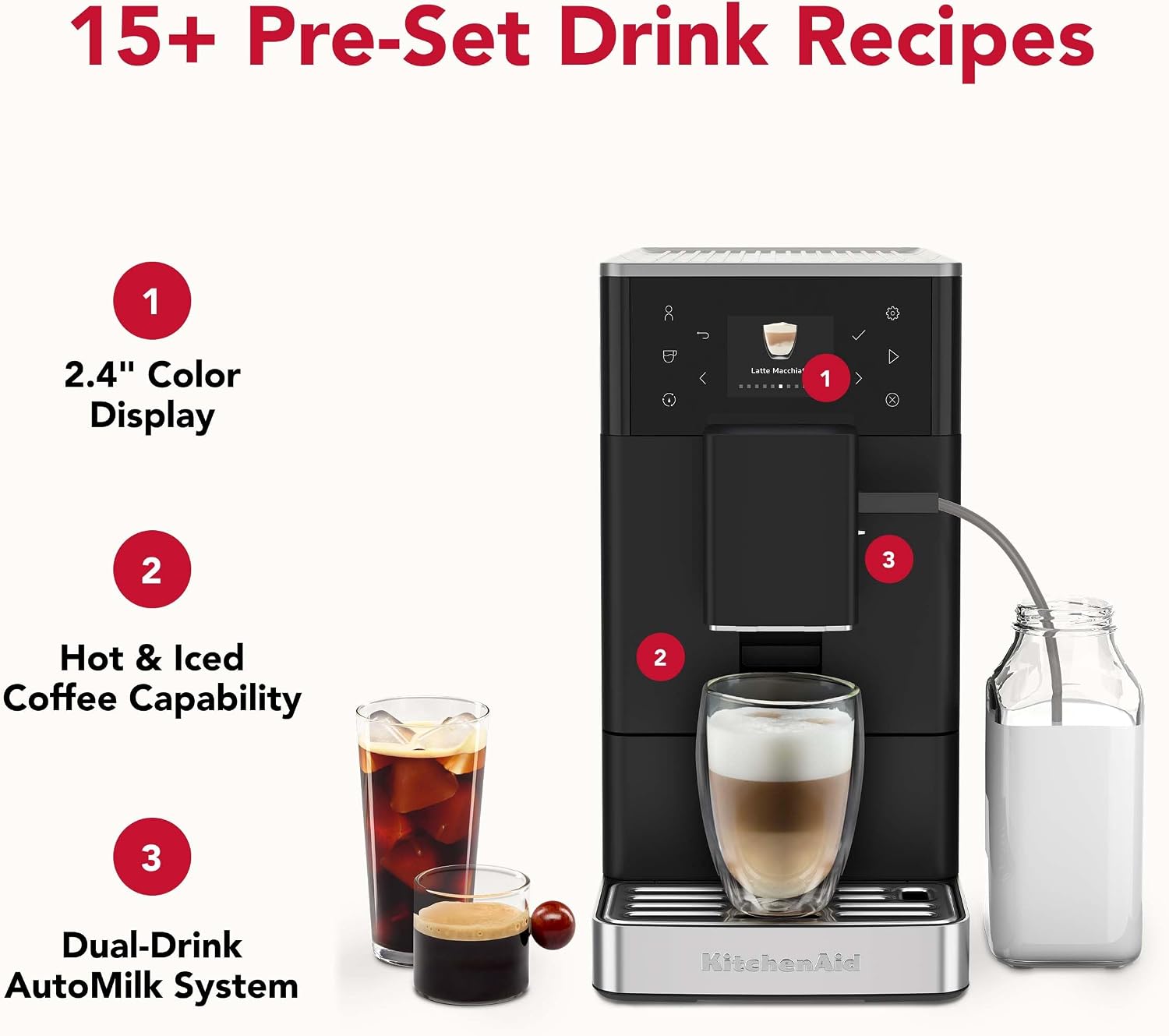 Detalle 2 de KitchenAid KF3 KES8453BM Fully Automatic Espresso Machine with Built-In Grinder