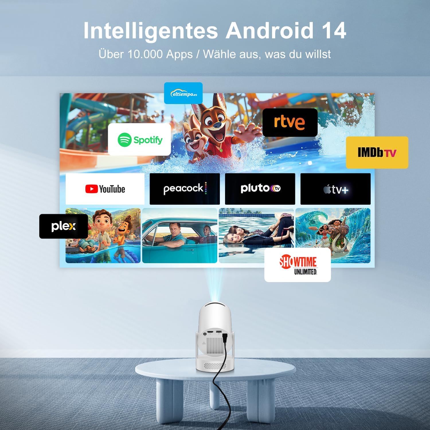 Thumbnail 2 de Salange Mini Beamer 4K/1080p – integrierte Apps, Android 11, WiFi 6, Bluetooth 5.4, 5W Soundbass